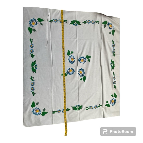 •Vintage Painting Handmade Tablecloth - Picture 3 of 3